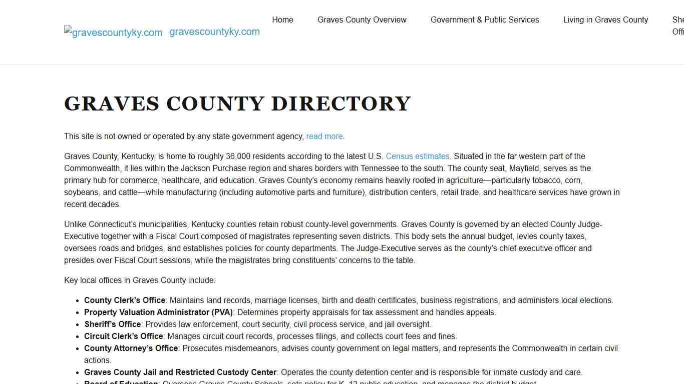 Graves County Offices – Government Contacts & Public Records